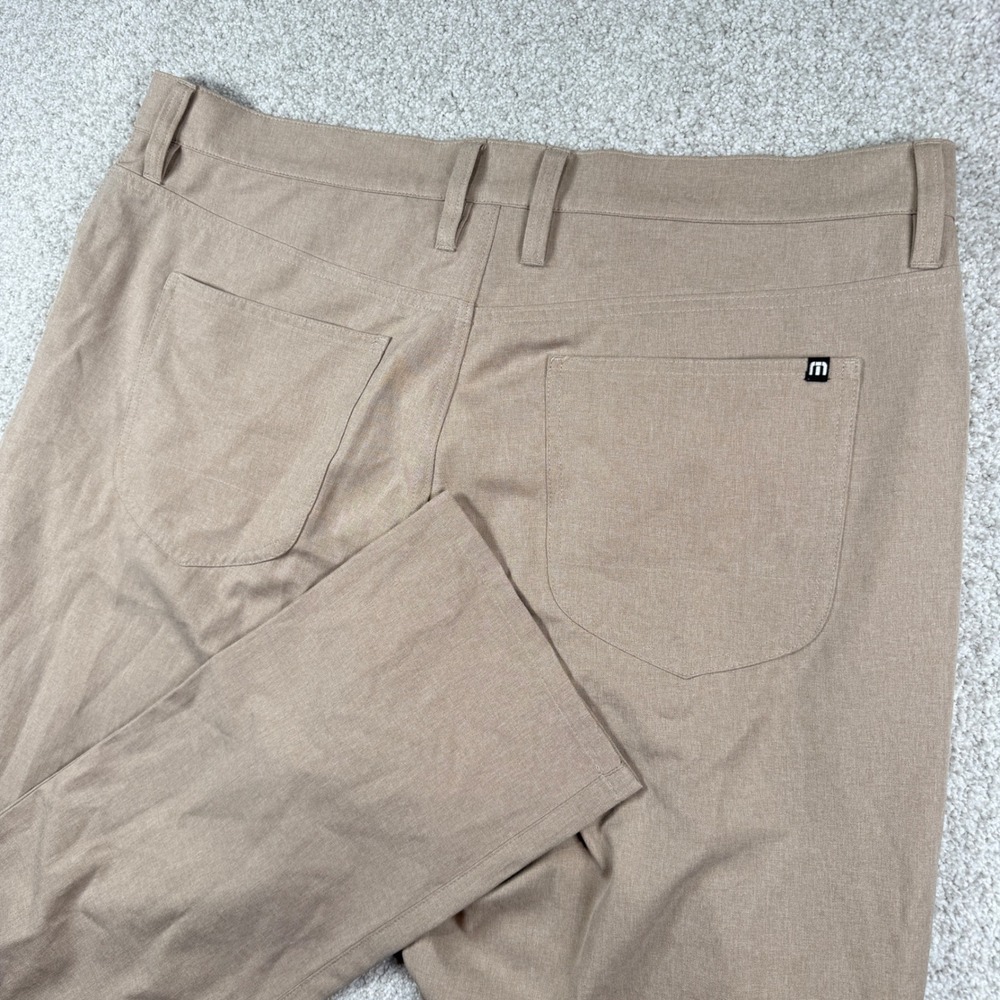 TravisMathew Pants Mens 38 Tan Open to Close Stretch Performance Golf Trousers